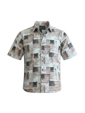 North River Classic American Clothing Patriotic Short Sleeve Shirt Size L Men